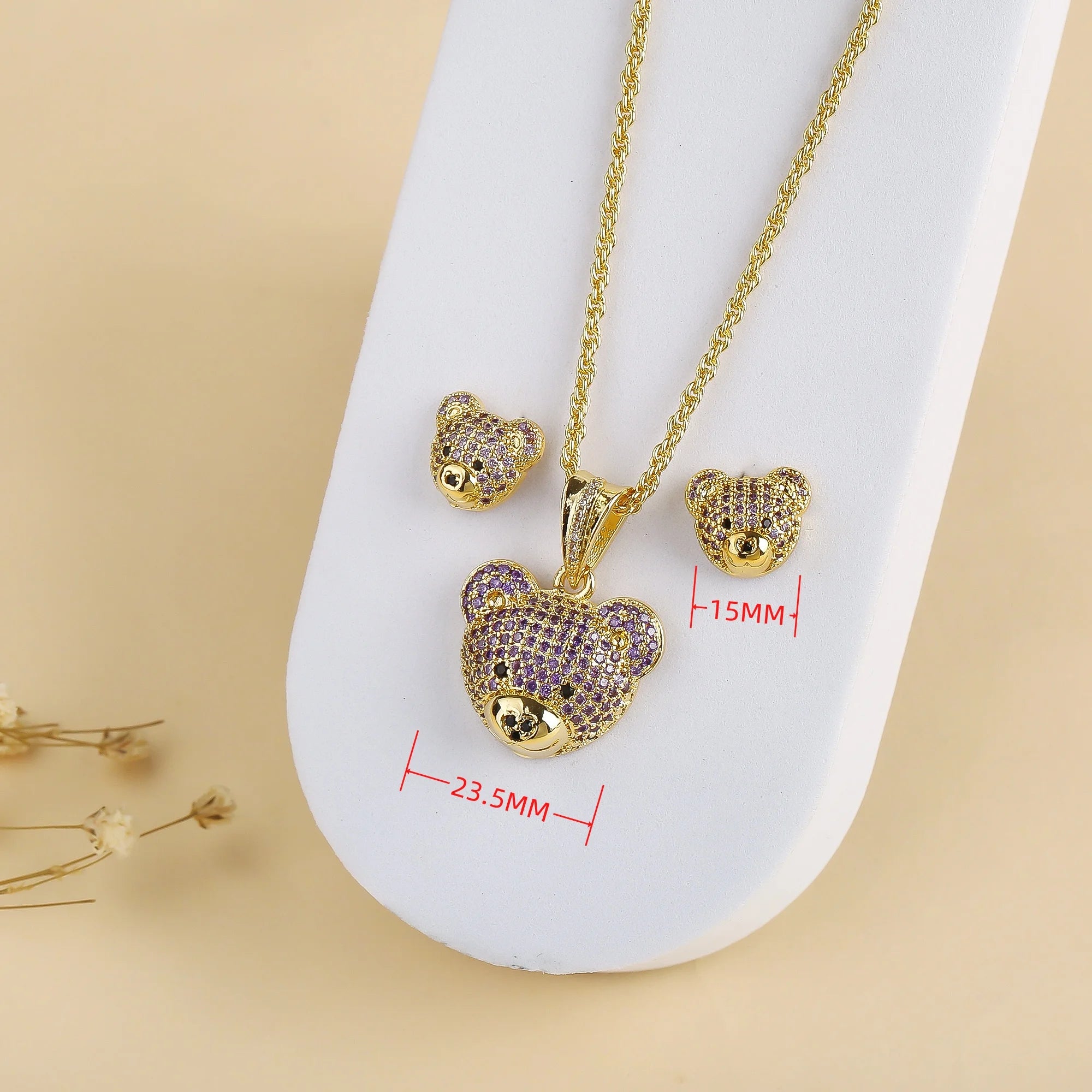 Collana e Orecchini Orsacchiotto Diamantato | CONFEZIONE REGALO INCLUSA