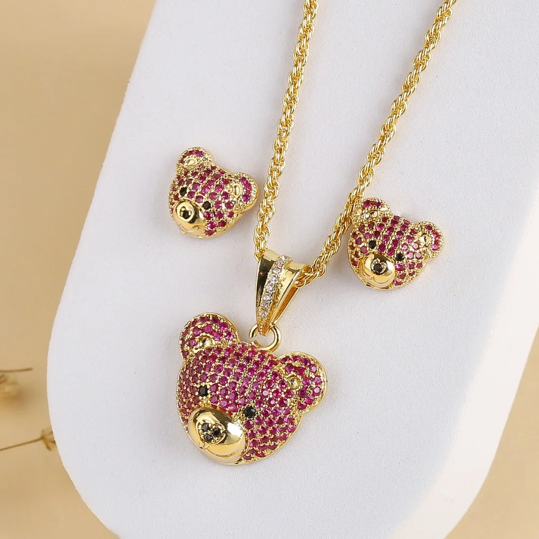Collana e Orecchini Orsacchiotto Diamantato | CONFEZIONE REGALO INCLUSA